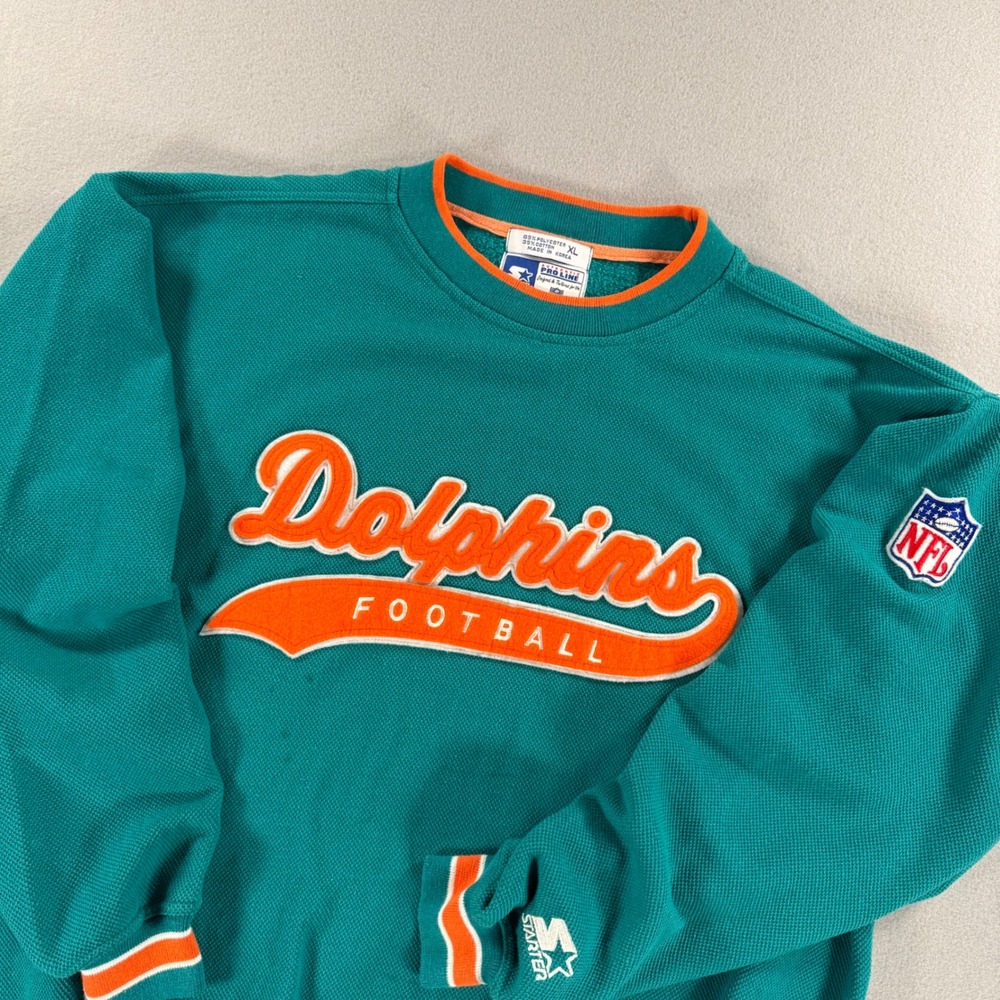 Starter Vintage Sweatshirt Miami Dolphins XL Teal Embroidered NFL Pro Line